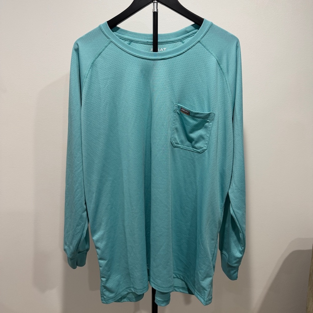 Ariat Rebar Long Sleeve Pocket Graphic Tee - Teal - Size 2XL